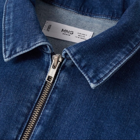 mango retro utility medium wash blue denim jumpsuit - Picture 5 of 8